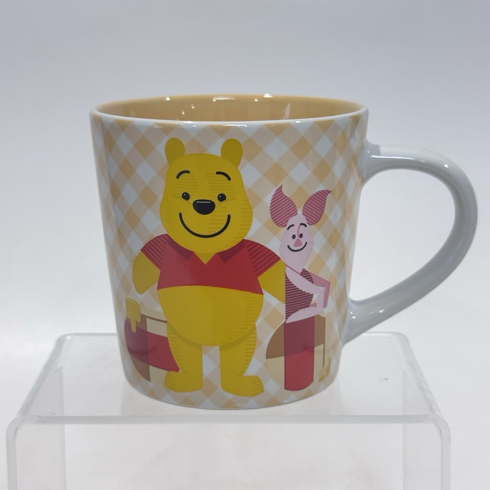 Disney Store Winnie the Pooh & Piglet Checkered Coffee Tea Mug Cup 2018 8oz